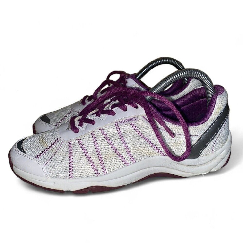 Vionic Alliance Comfort Walking Shoes White / Purple Women's 7.5